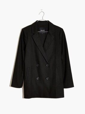 Madewell Caldwell Oversized Blazer Size Small Black Double Breasted Menswear Top